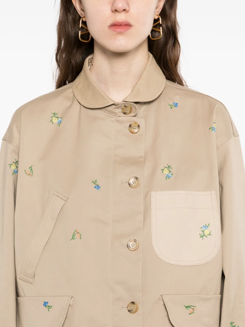 JNBY Jack met geborduurde bloemen en lange mouwen Beige