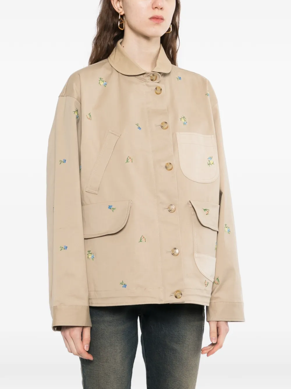 JNBY Jack met geborduurde bloemen en lange mouwen Beige