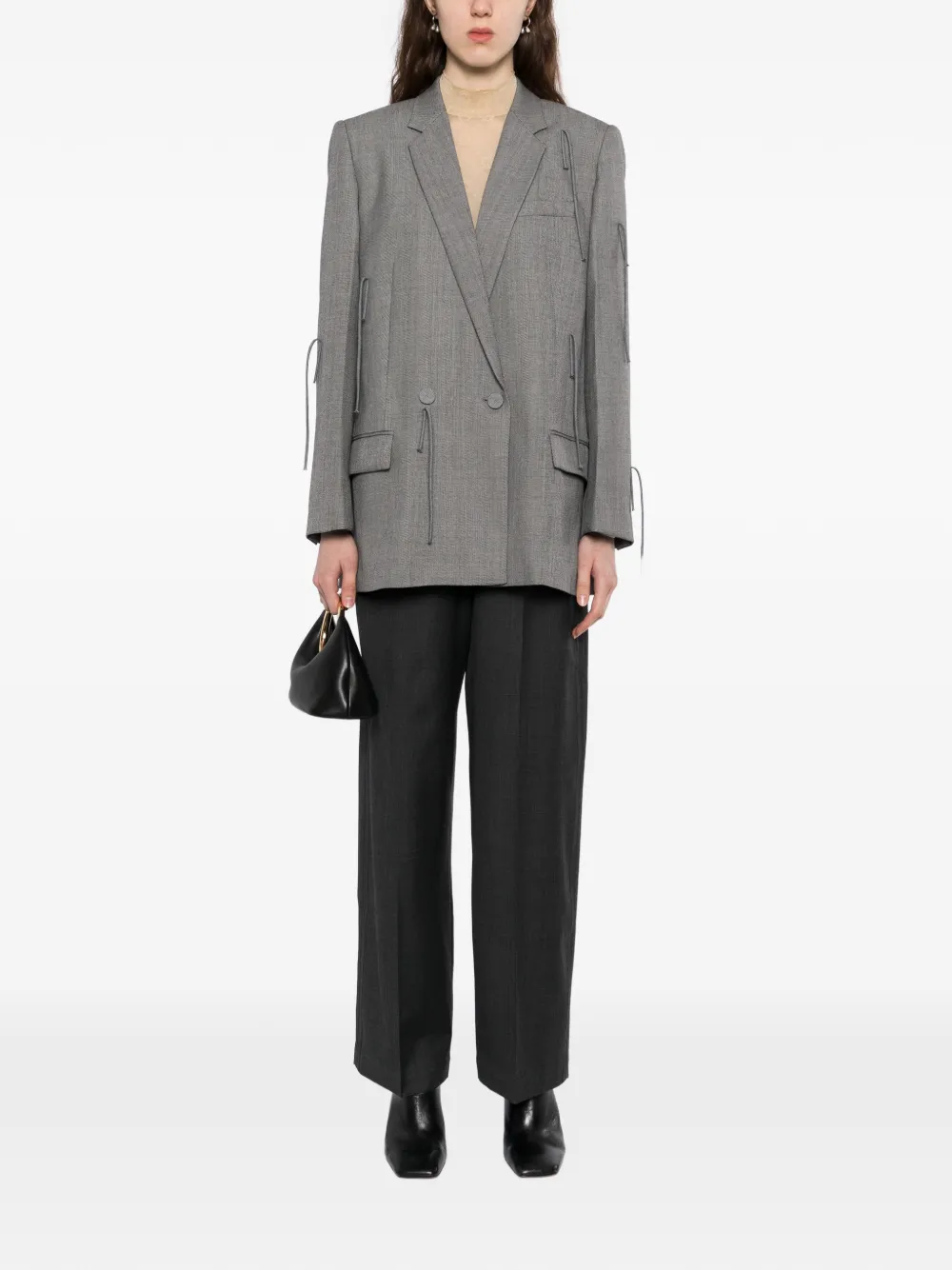  Jnby Fringed Wool Blazer - Grey 