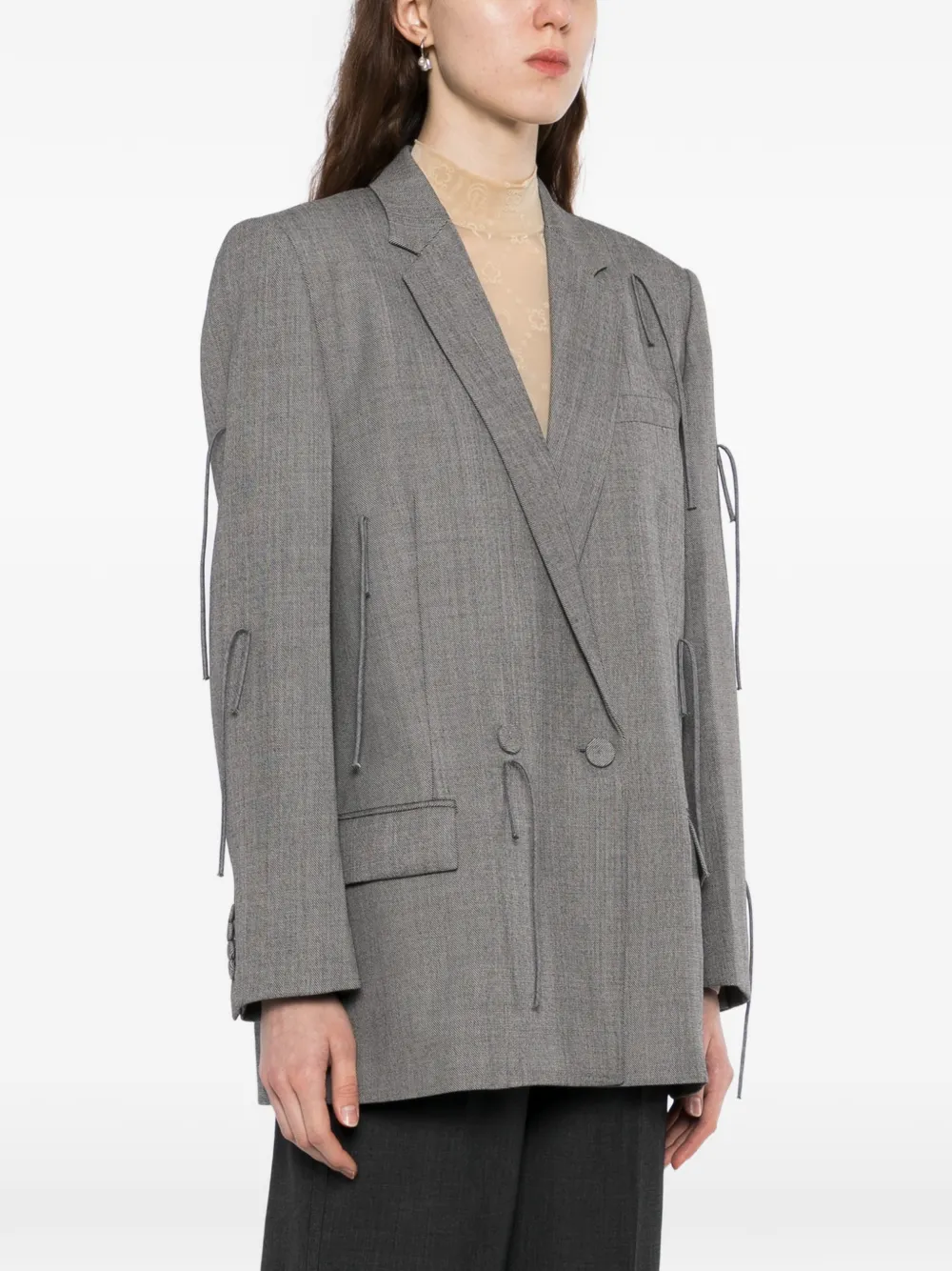  Jnby Fringed Wool Blazer - Grey 