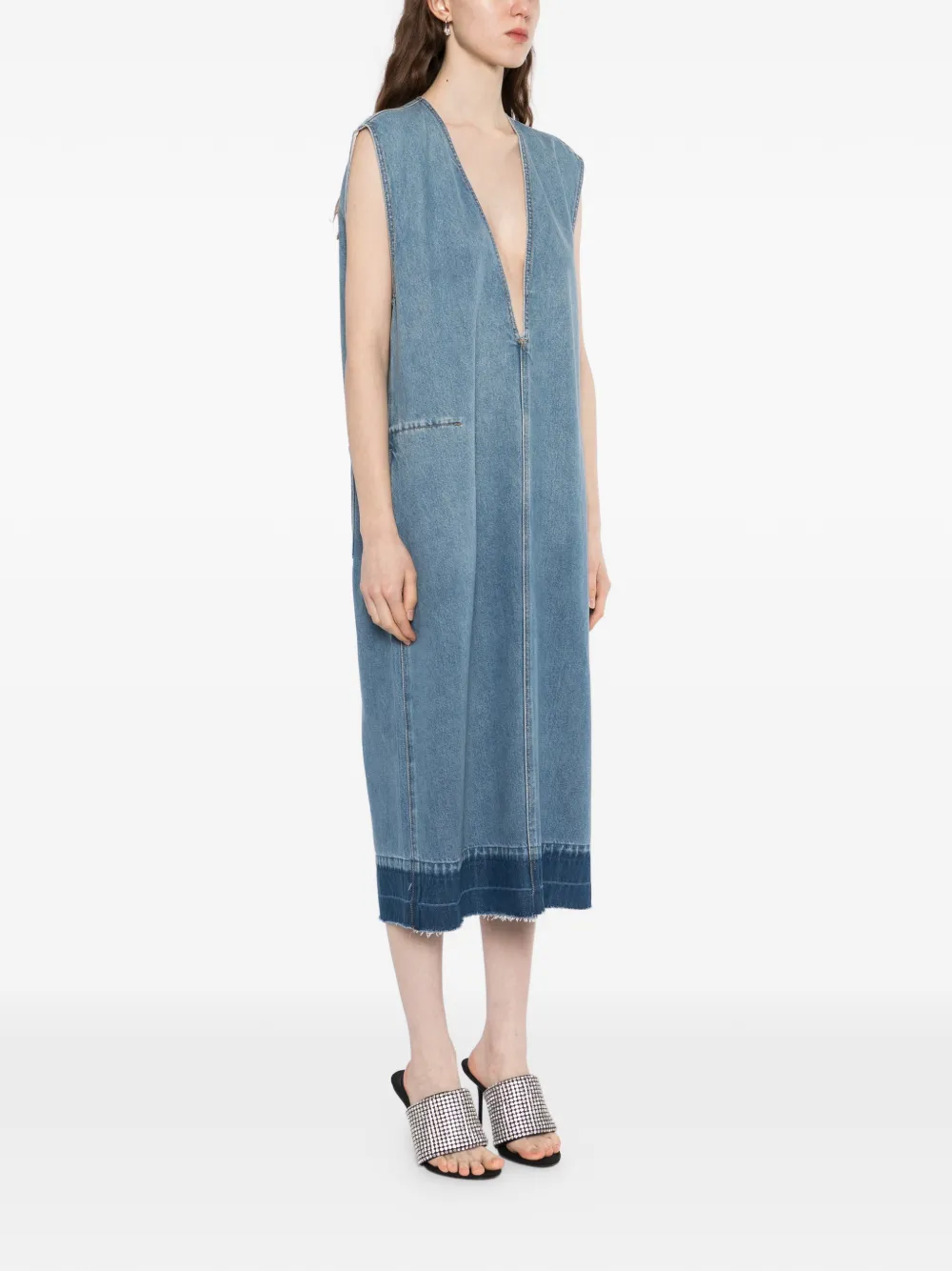  Less Denim Midi Dress - Blue 