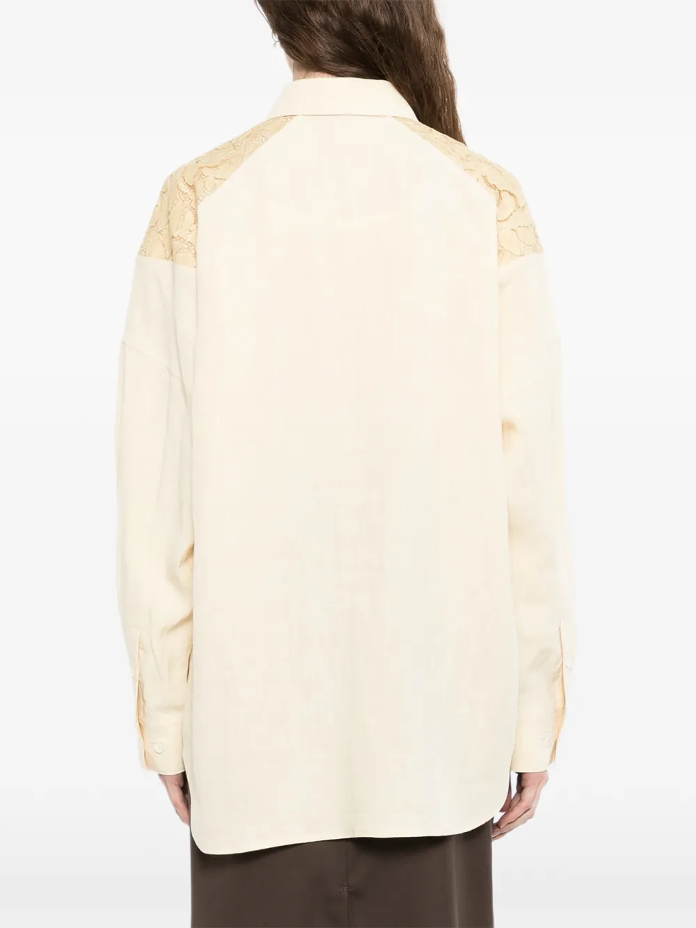 LESS Overhemd met patchwork Beige