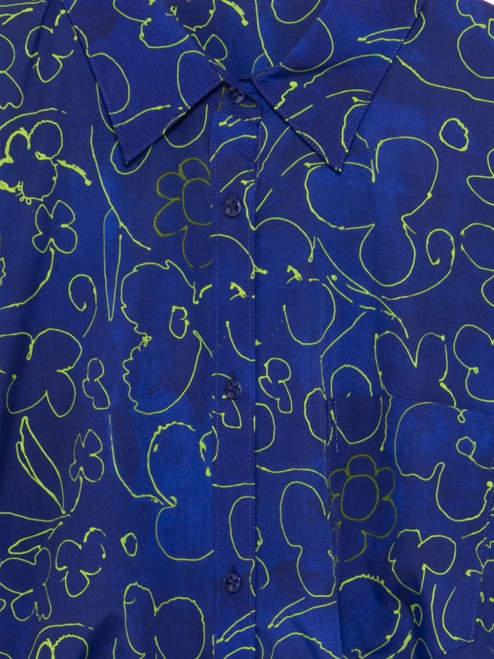  Jnby Floral Long-sleeves Shirt - Blue 