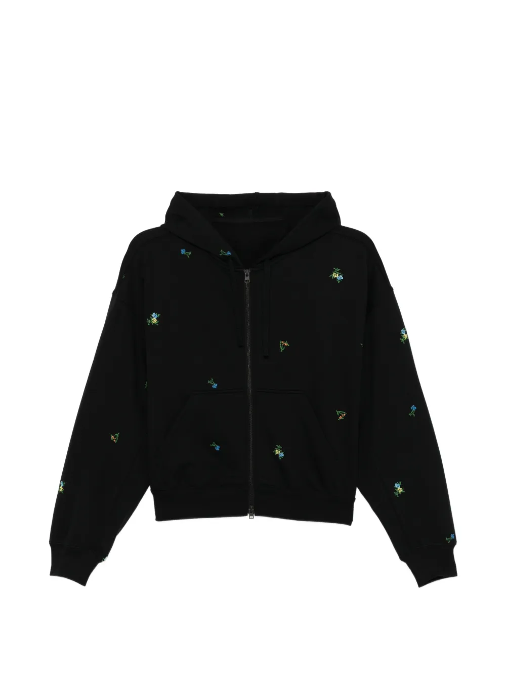 JNBY floral-embroidered hoodie - Nero