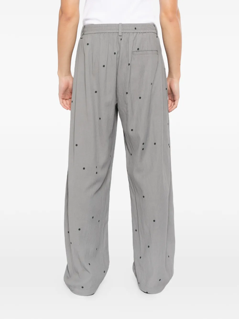 CROQUIS Ruimvallende broek met stippen Grijs