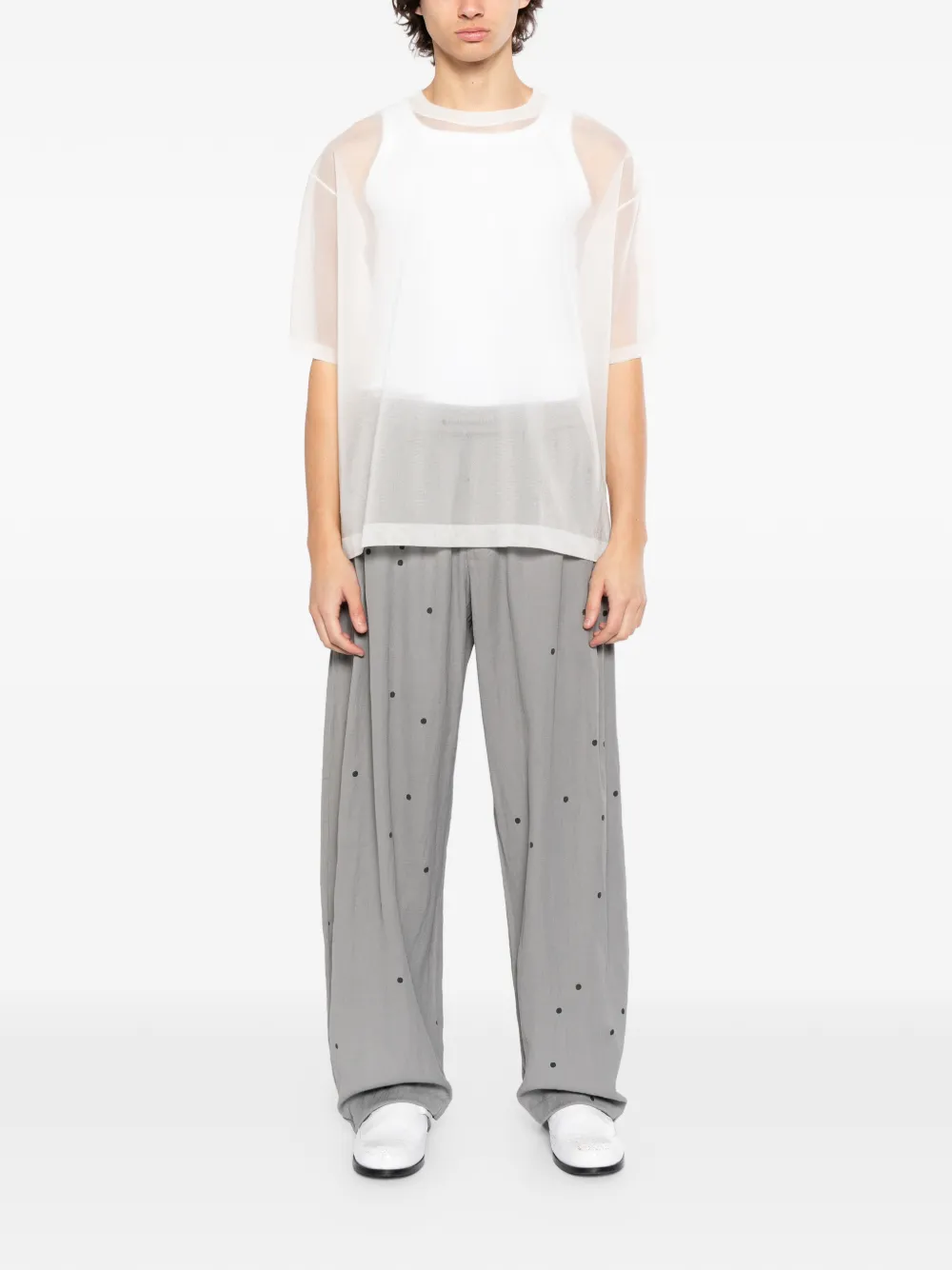 CROQUIS Ruimvallende broek met stippen Grijs