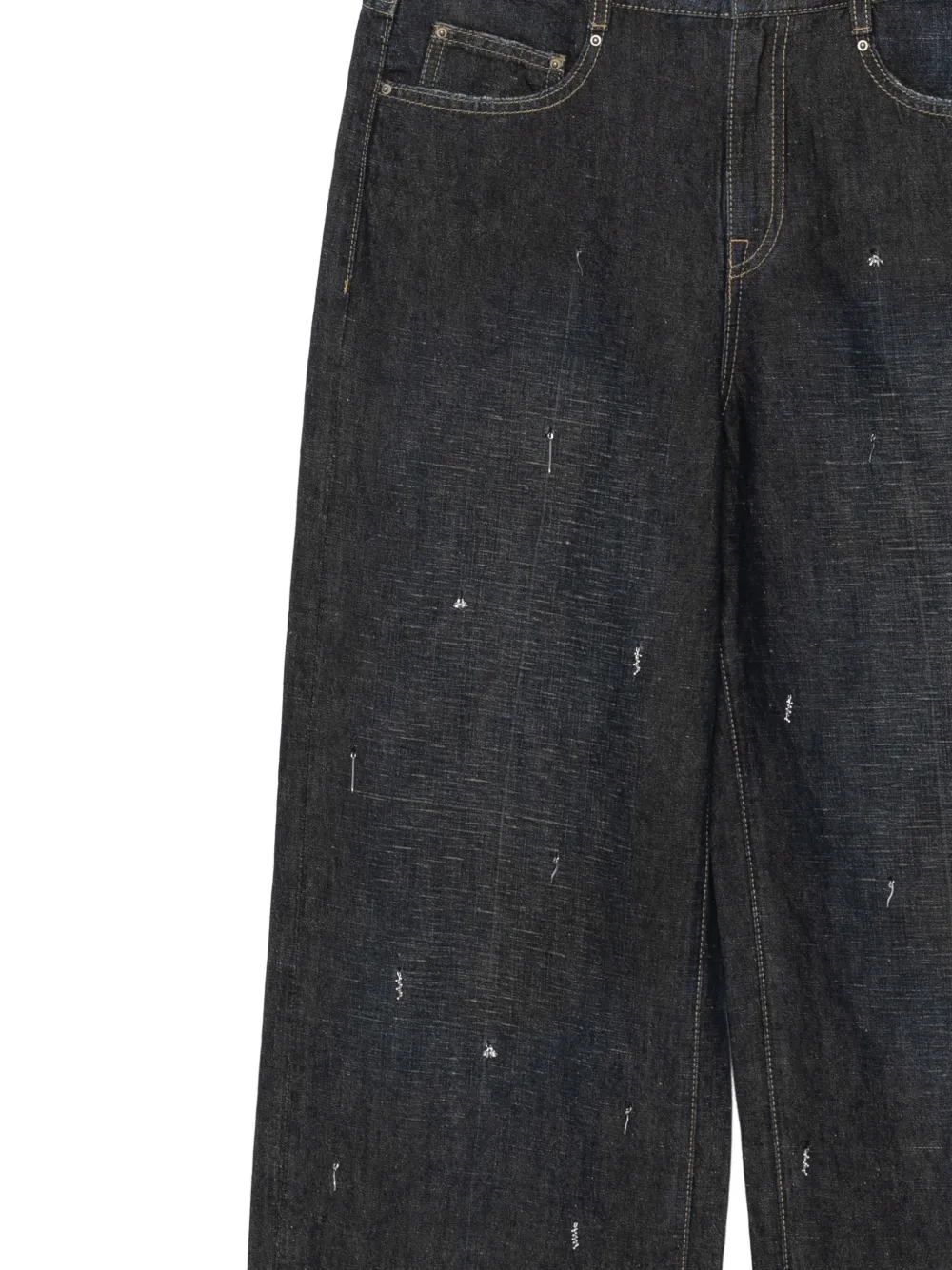 JNBY Jeans met wijde pijpen en verfraaid met speld Blauw