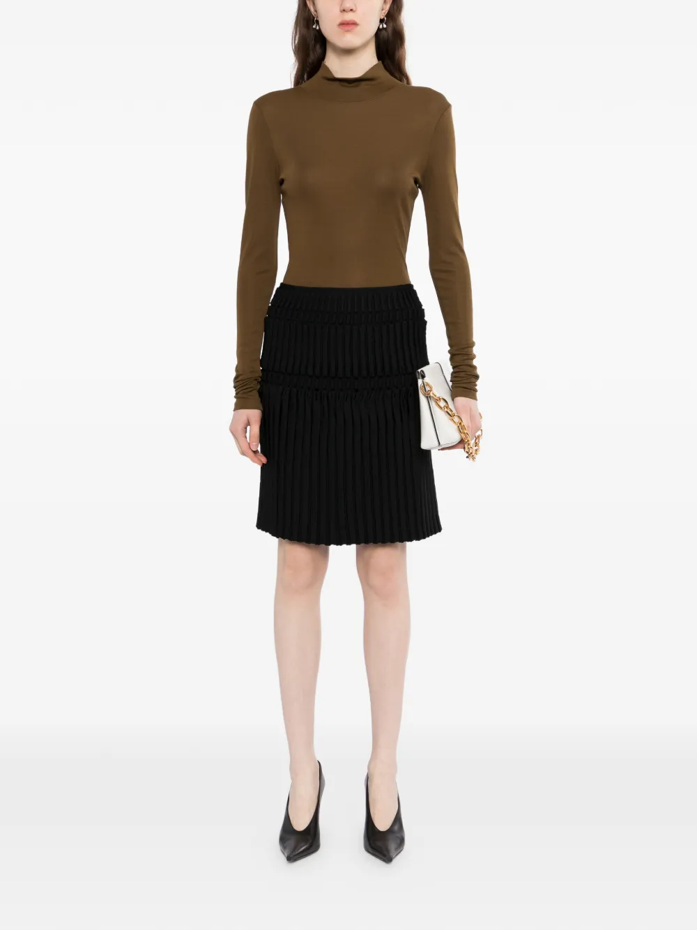  Jnby Geometric Pleated A-line Skirt - Black 