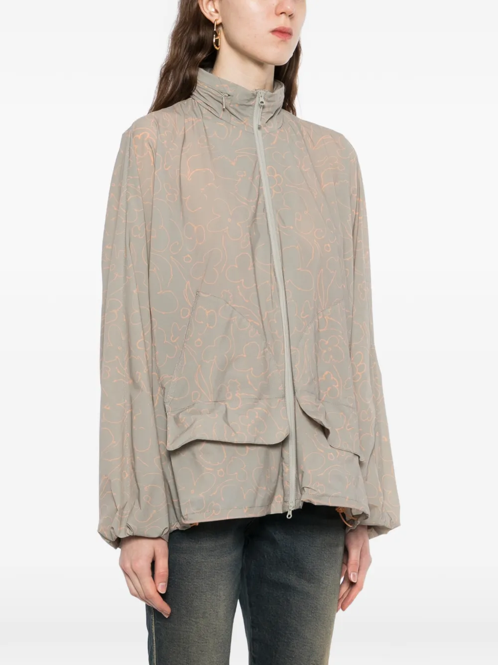  Jnby Floral-print Oversized Jacket - Neutrals 