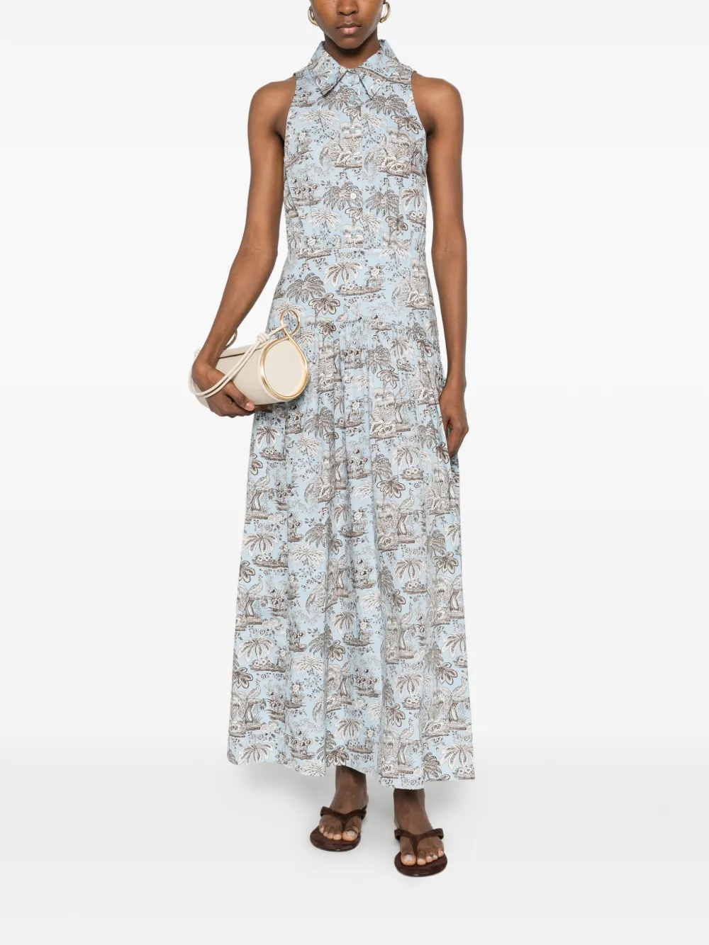 STAUD Romy maxi-jurk met polokraag Blauw