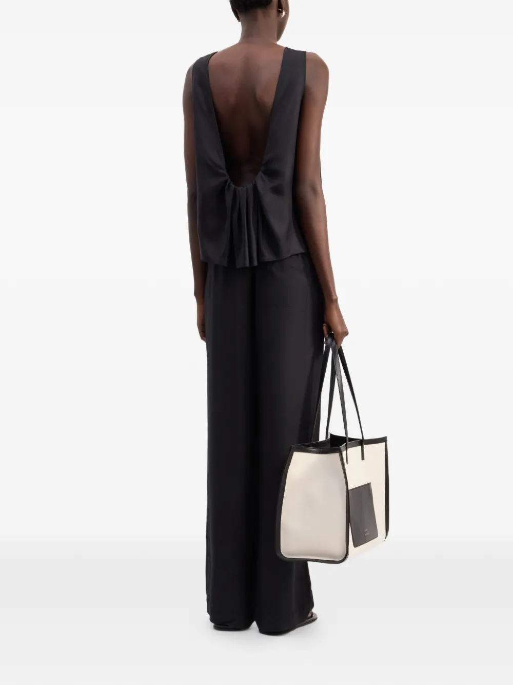 LouLou de Saison Mouwloze top met open rug Zwart