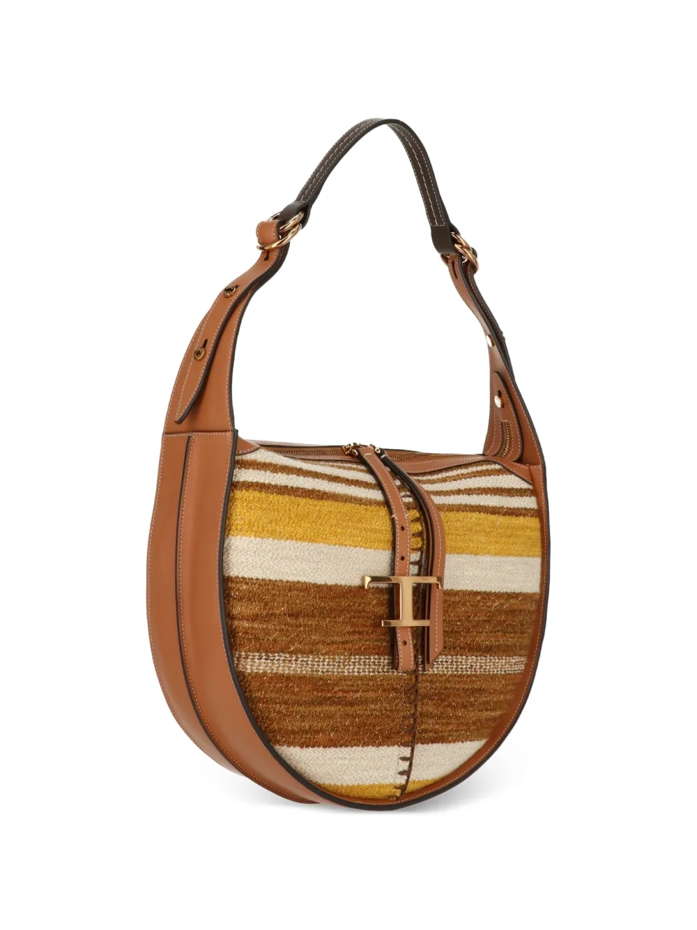  Tod's Striped Logo Shoulder Bag - Neutrals 