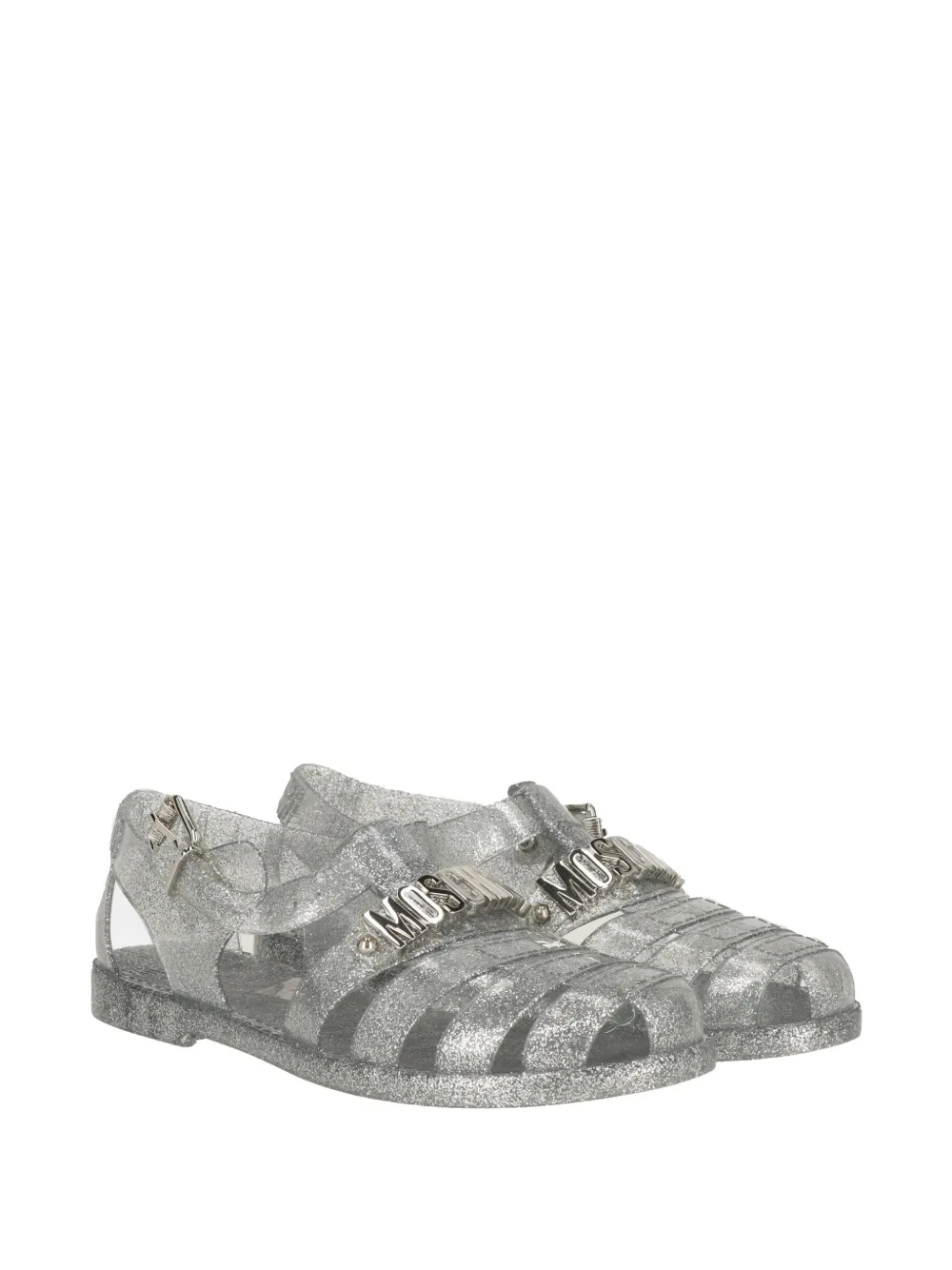 Moschino logo-plaque sandals - Silber