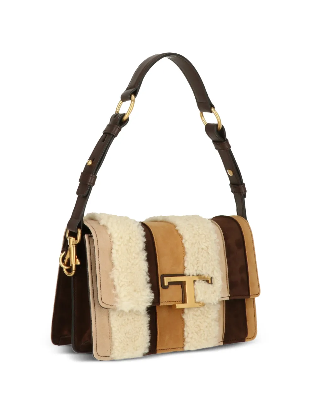  Tod's Quilted Shearling Shoulder Bag - Neutrals 