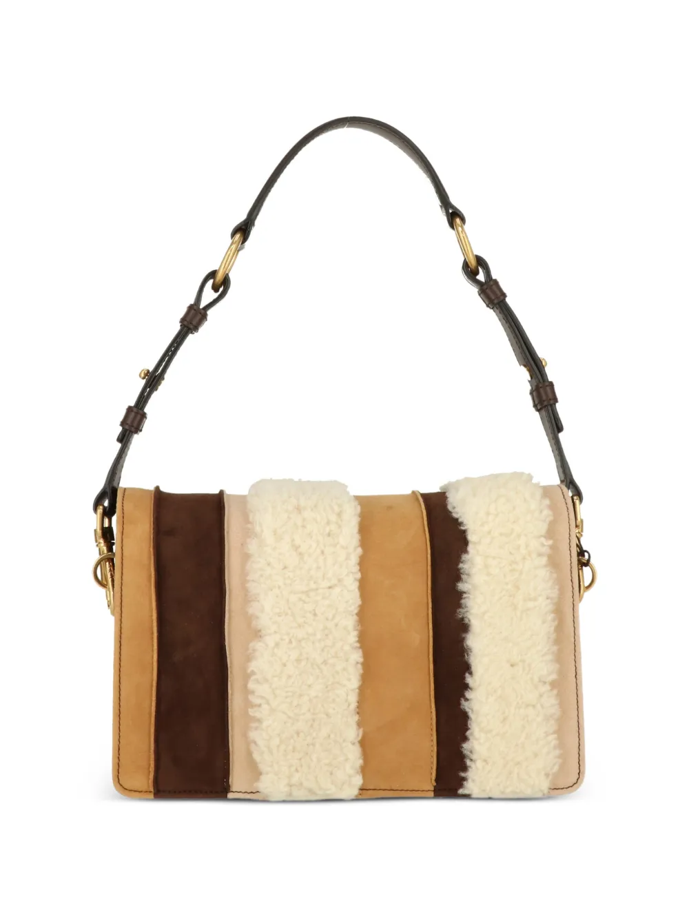  Tod's Quilted Shearling Shoulder Bag - Neutrals 