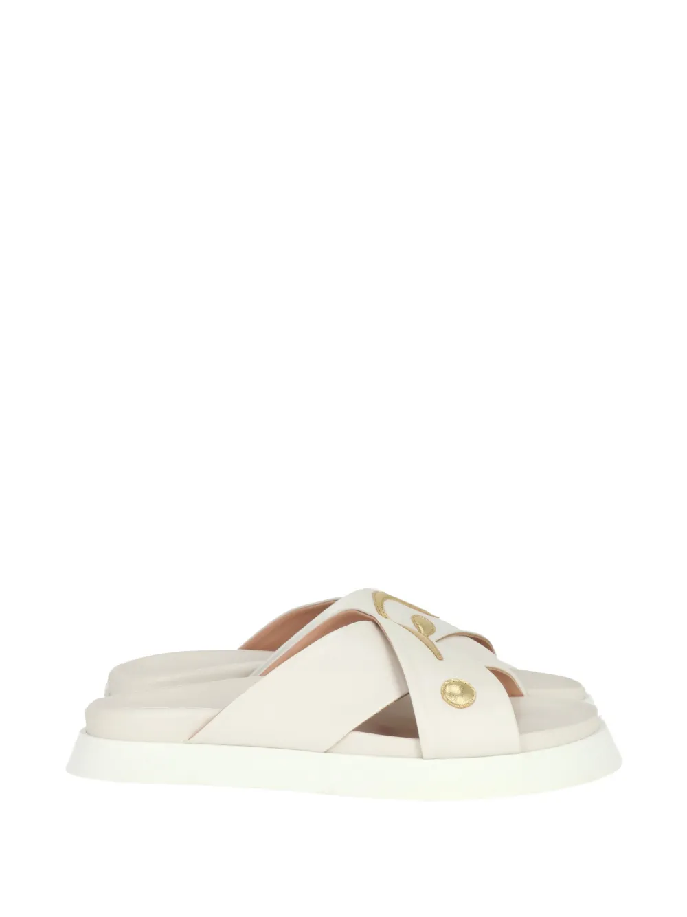 Moschino cross strap logo sandal Beige