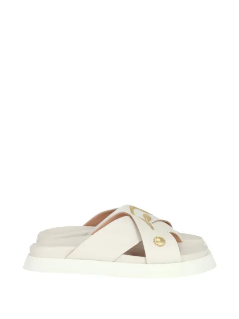 Moschino cross strap logo sandal