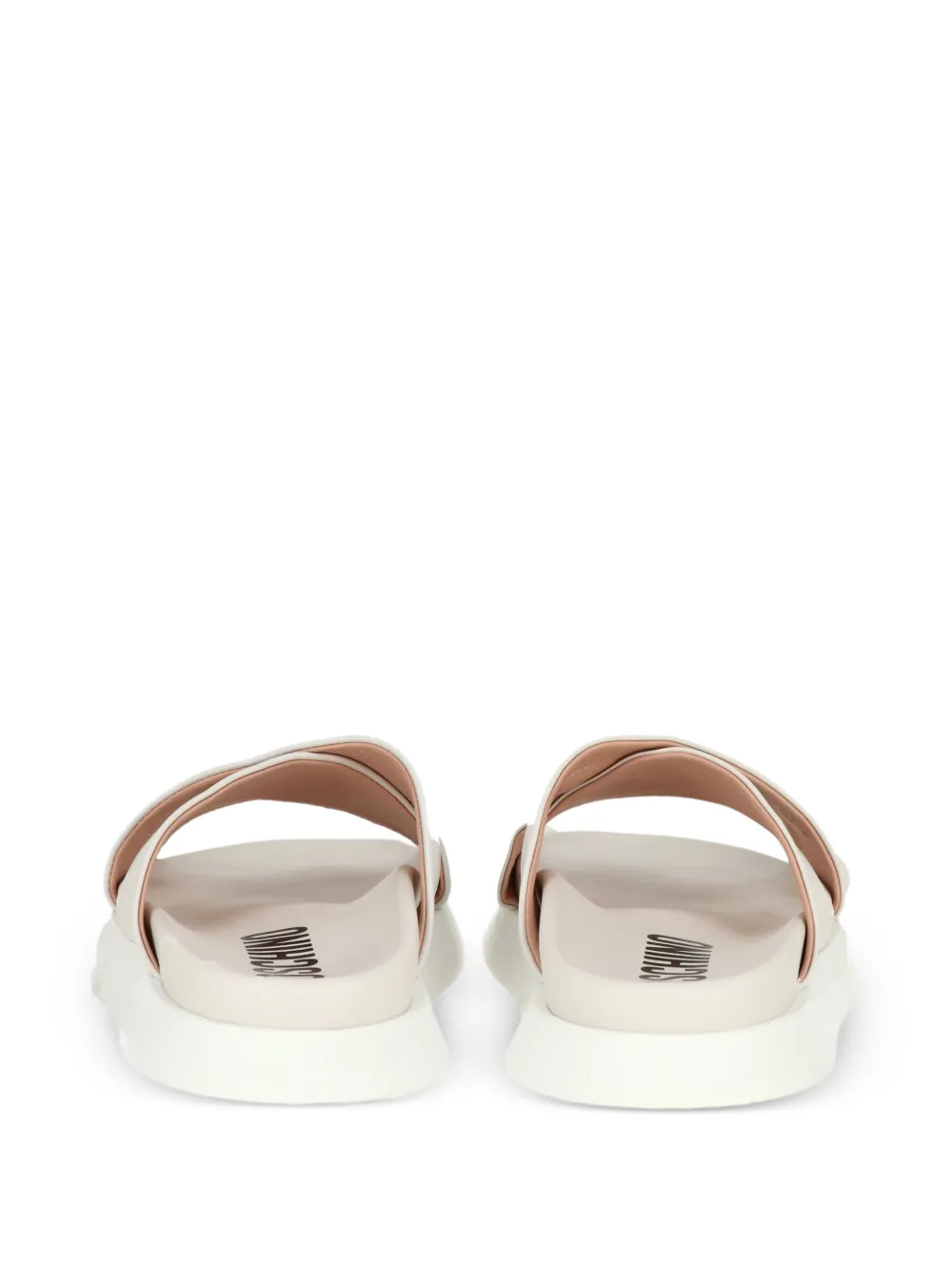  Moschino Cross Strap Logo Sandals - Neutrals 