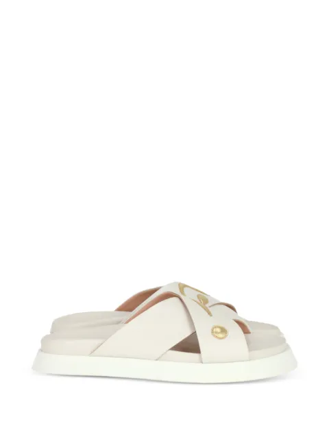 Moschino cross strap logo sandal