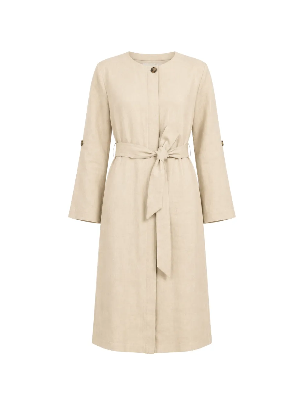 Max Mara belted linen midi dress - Toni neutri