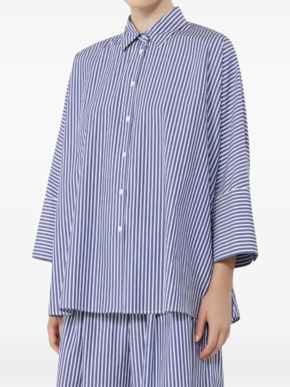  Weekend Max Mara Striped Collared Shirt - Blue 