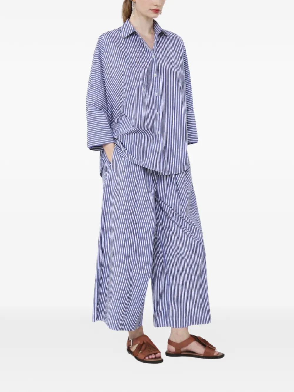  Weekend Max Mara Striped Collared Shirt - Blue 