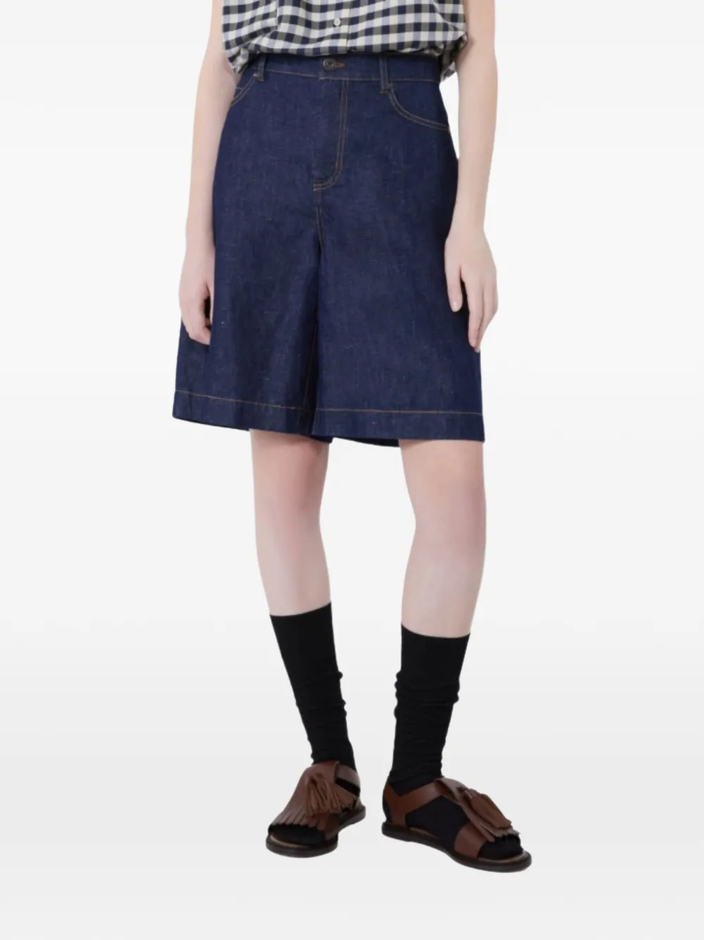  Weekend Max Mara Button Denim Shorts - Blue 