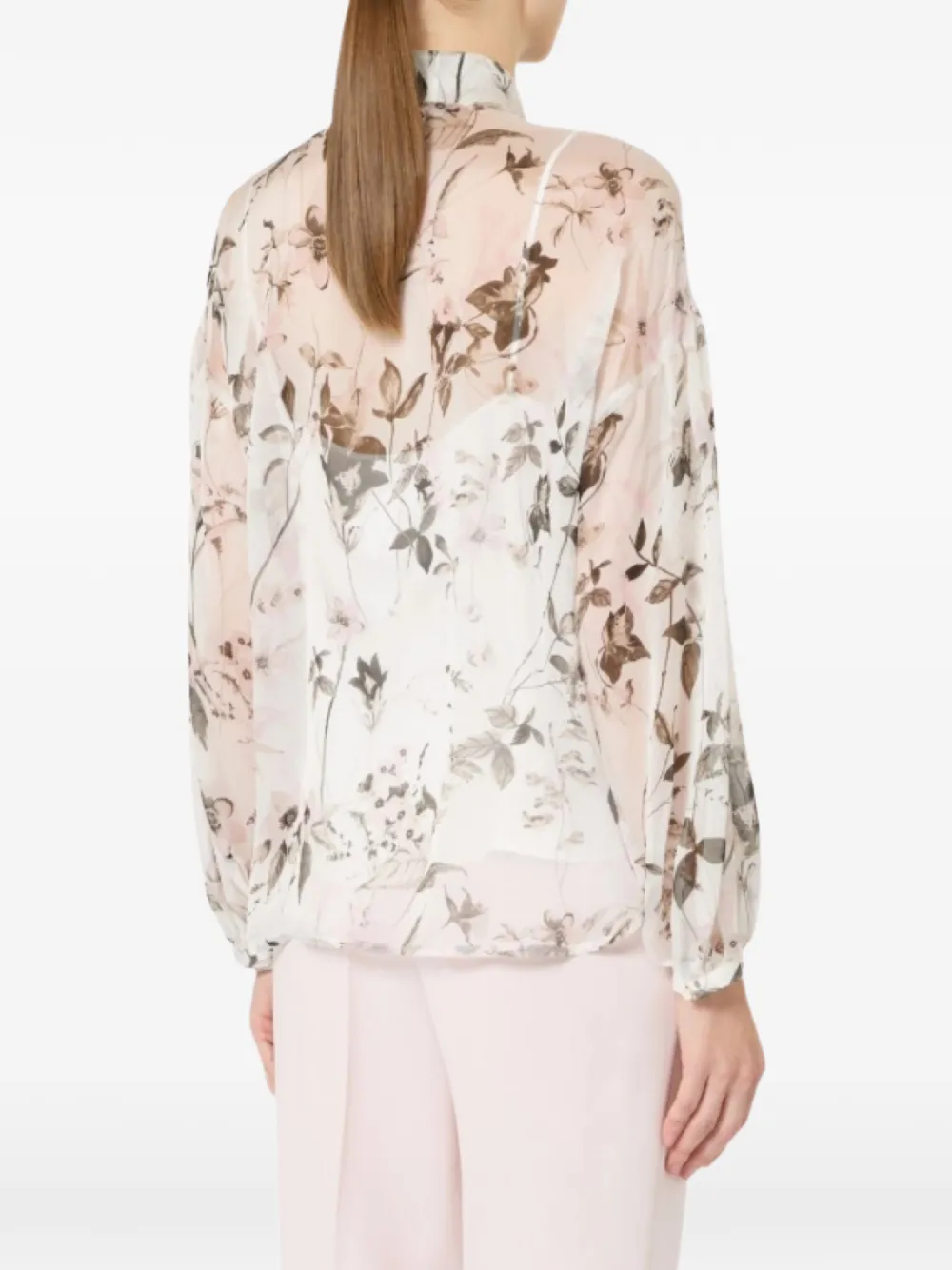  Max Mara Floral Bow Blouse - Neutrals 