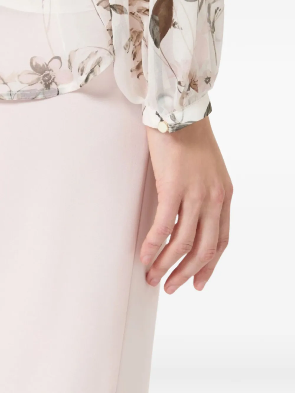 Max Mara Blouse met strik en bloemenprint Beige