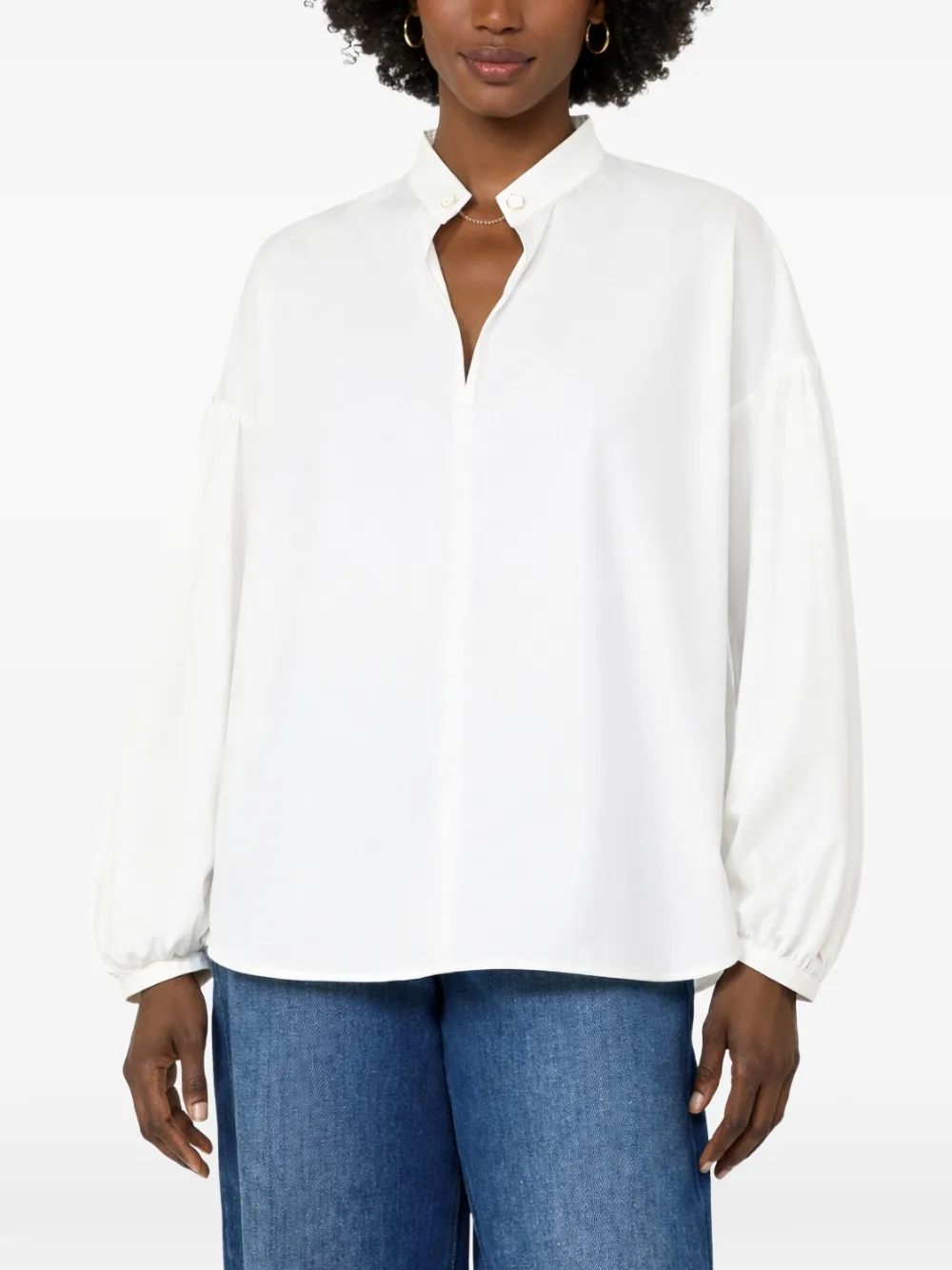 Max Mara Ginnasta blouse met ronde opstaande kraag Wit