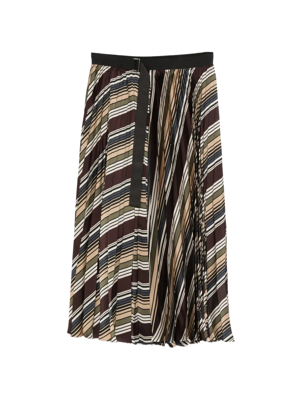 sacai striped pleated midi skirt - Marrone