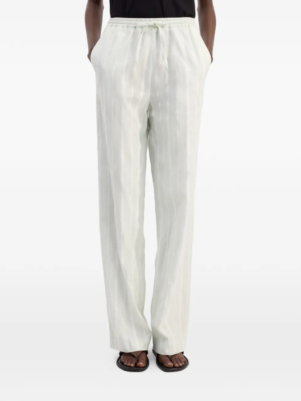 LouLou de Saison Macao gestreepte broek met trekkoord Beige