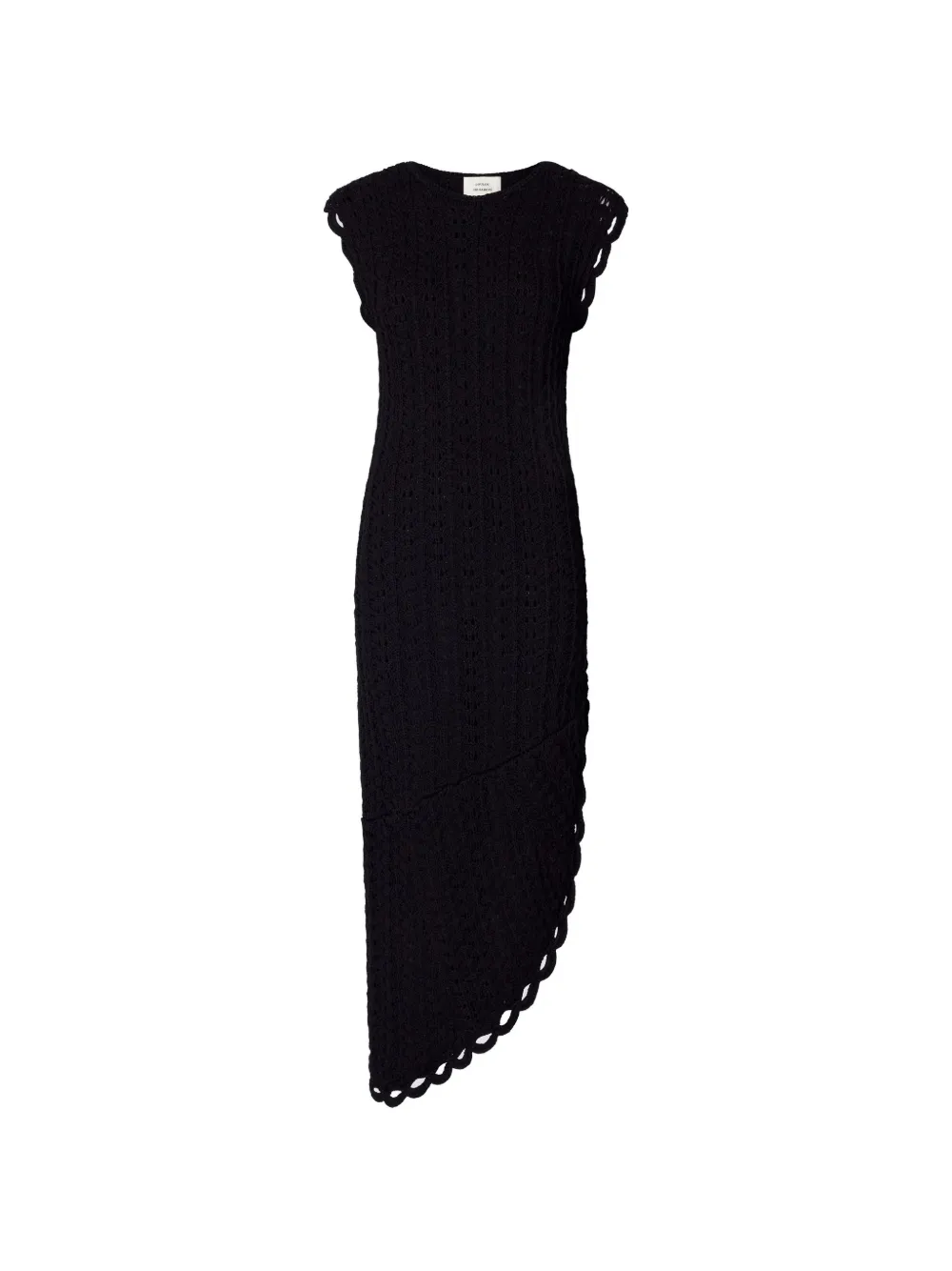 LouLou de Saison Gehäkeltes Malena Midikleid mit Rüschen - Schwarz