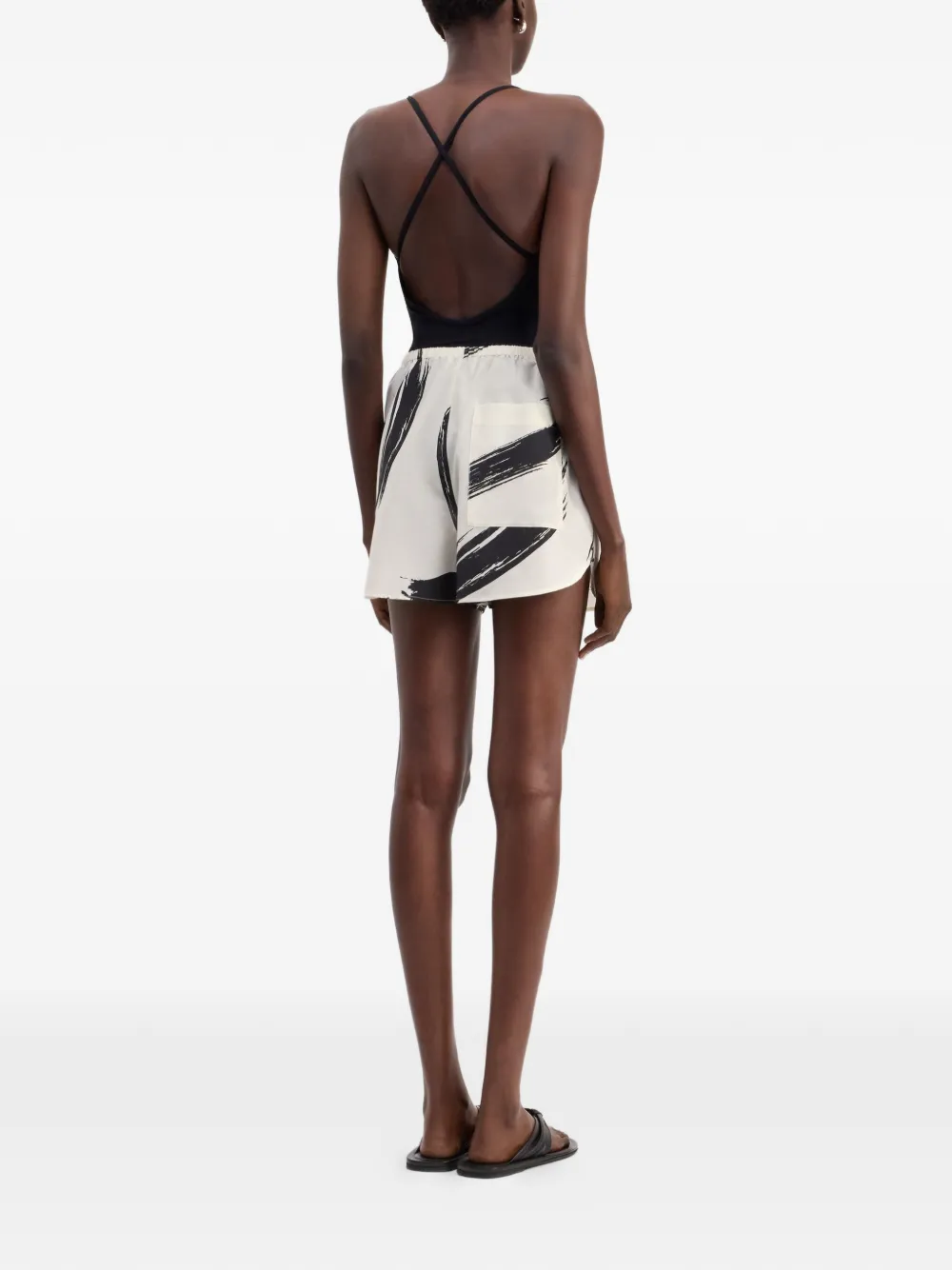 LouLou de Saison Nilo elastische shorts met print Beige