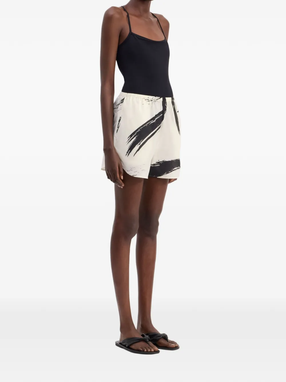 LouLou de Saison Nilo elastische shorts met print Beige