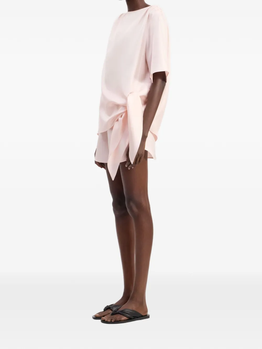 LouLou de Saison Mano asymmetrische geknoopte zijden top Roze