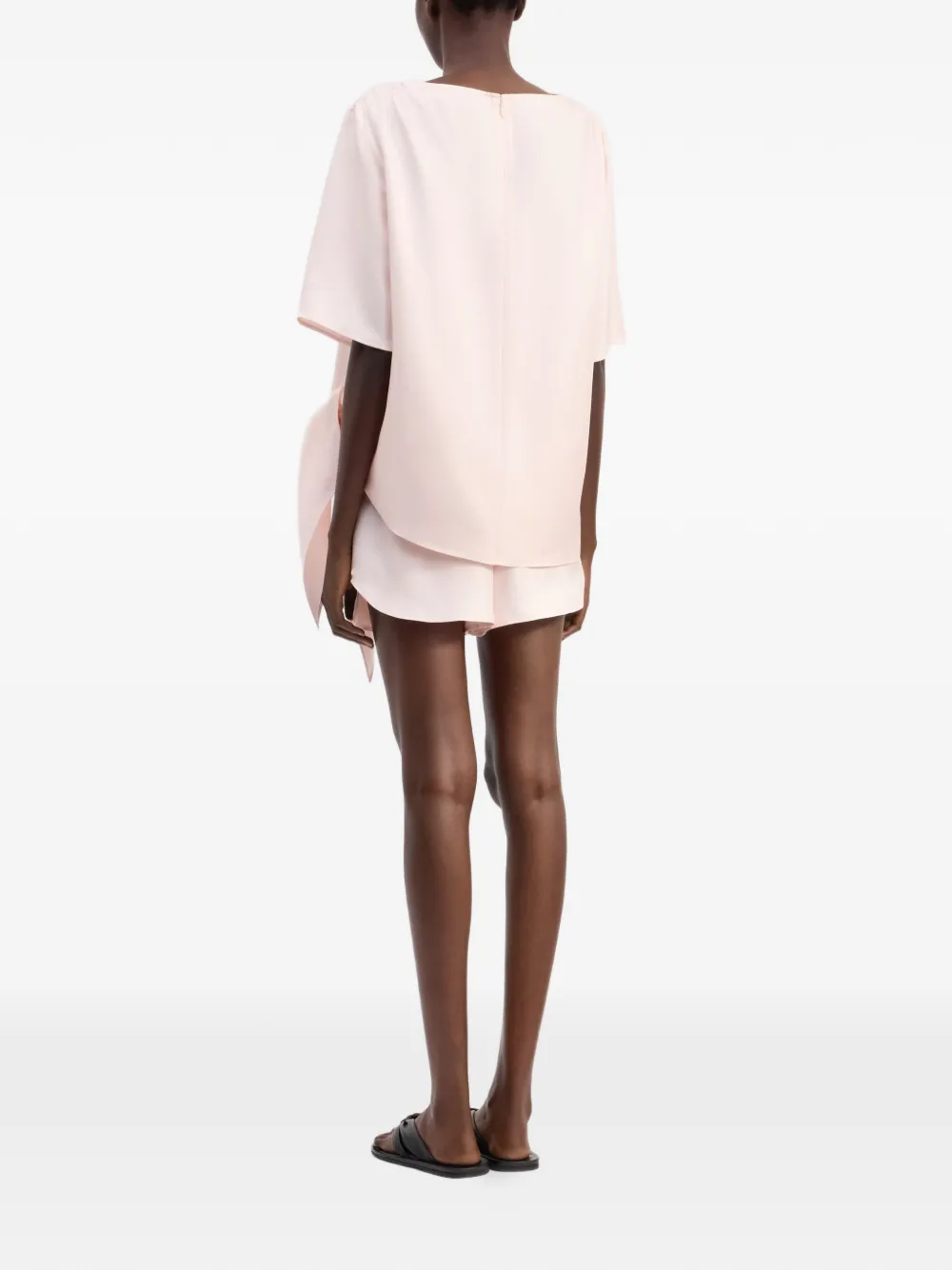 LouLou de Saison Mano asymmetrische geknoopte zijden top Roze