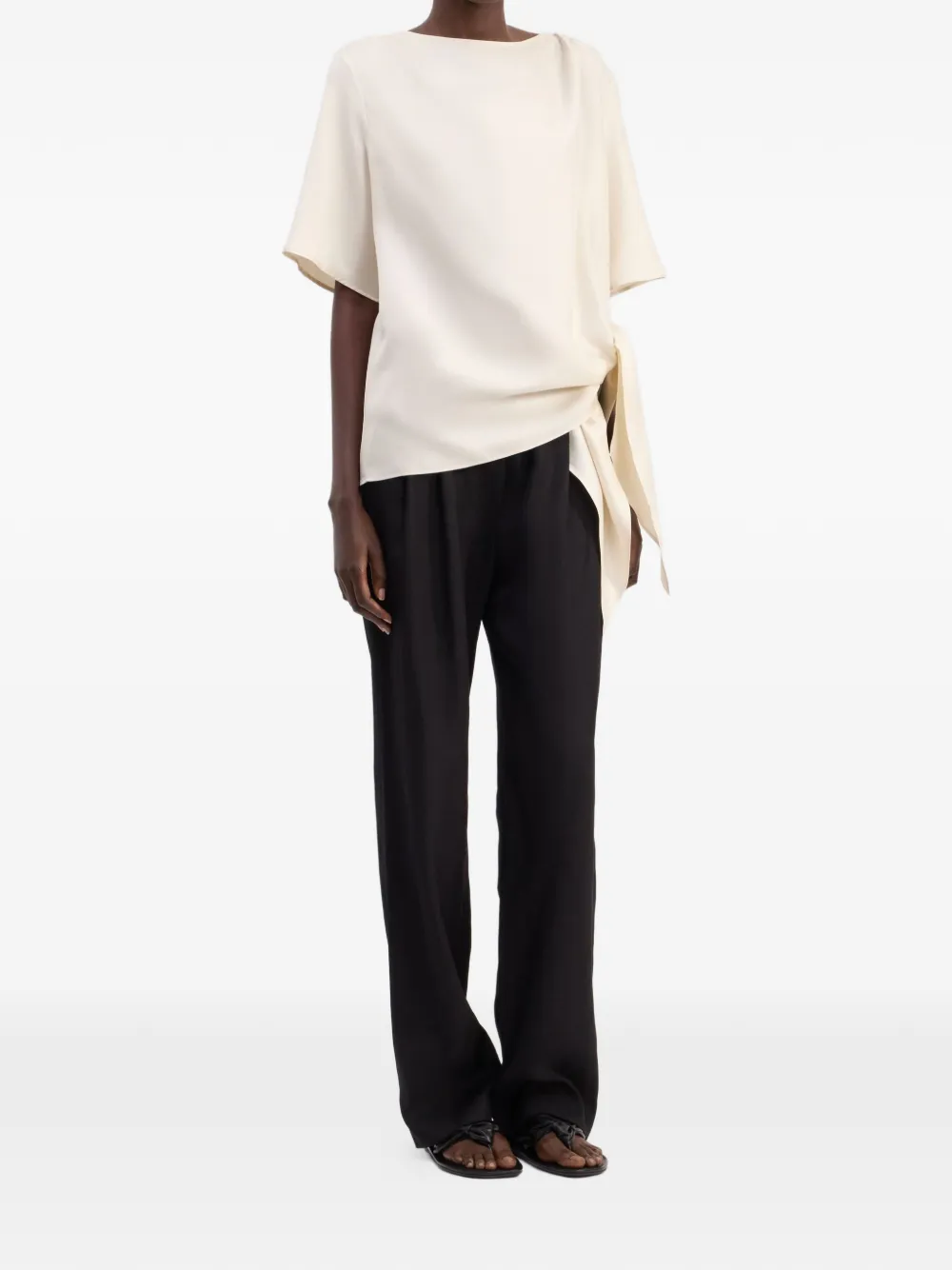 LouLou de Saison Mano asymmetrische geknoopte top Beige