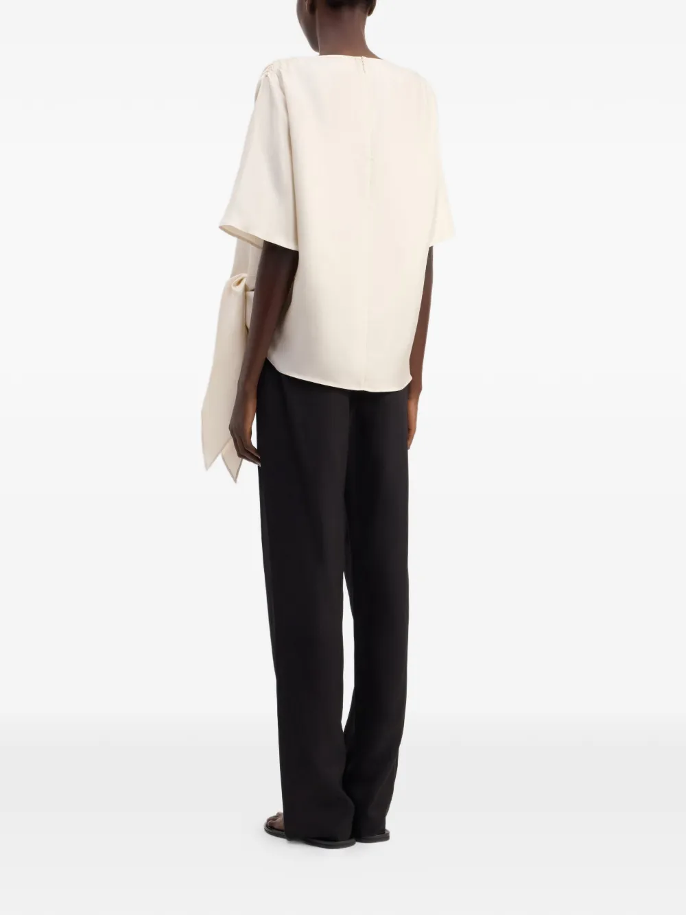 LouLou de Saison Mano asymmetrische geknoopte top Beige
