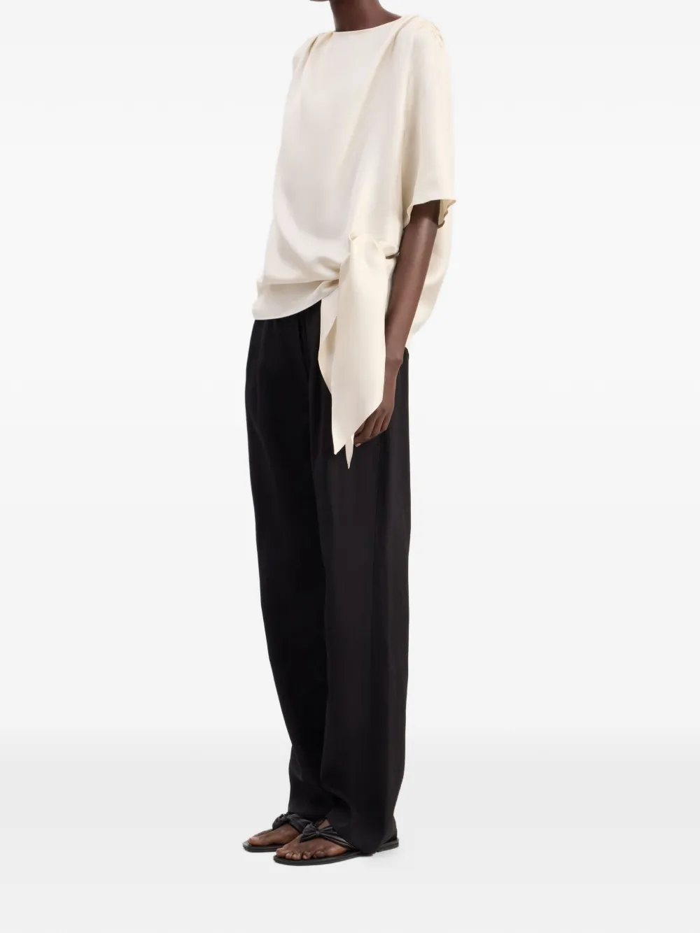 LouLou de Saison Mano asymmetrische geknoopte top Beige