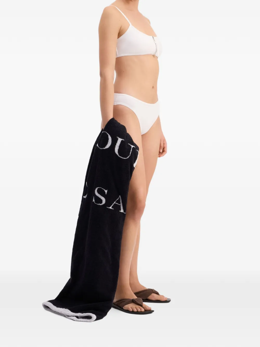 LouLou de Saison Olga bikinitop met vierkante hals en rits Wit