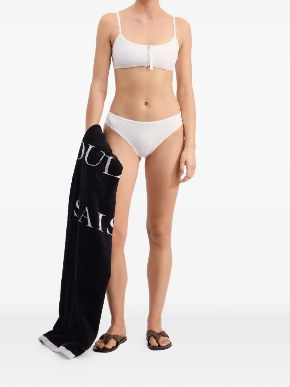 LouLou de Saison Olga bikinitop met vierkante hals en rits Wit