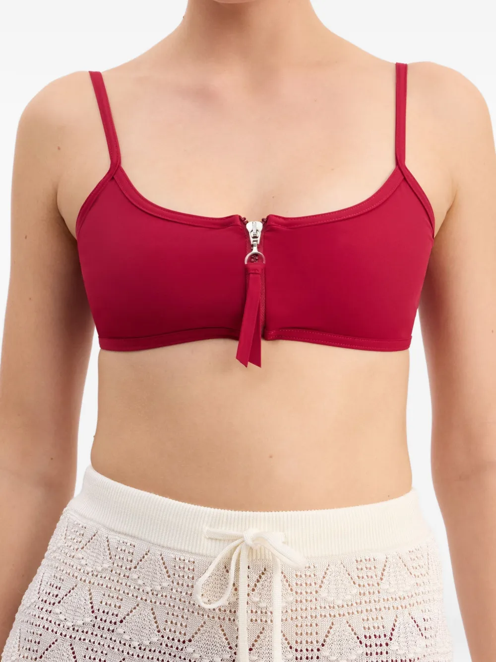 LouLou de Saison Olga bikinitop met vierkante hals en rits Rood
