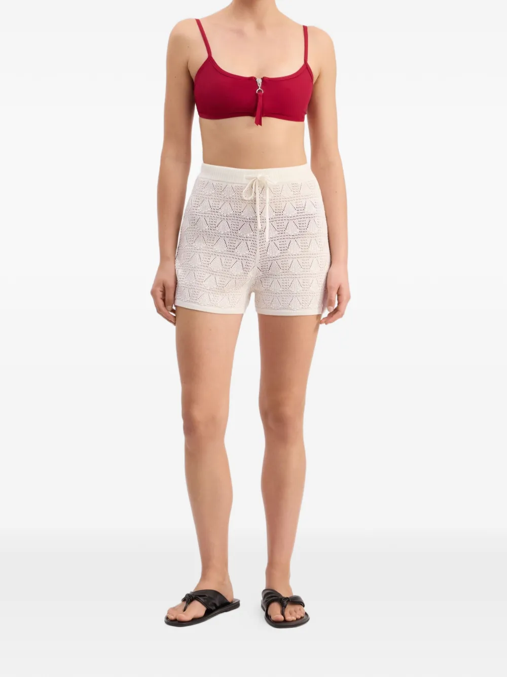 LouLou de Saison Olga bikinitop met vierkante hals en rits Rood