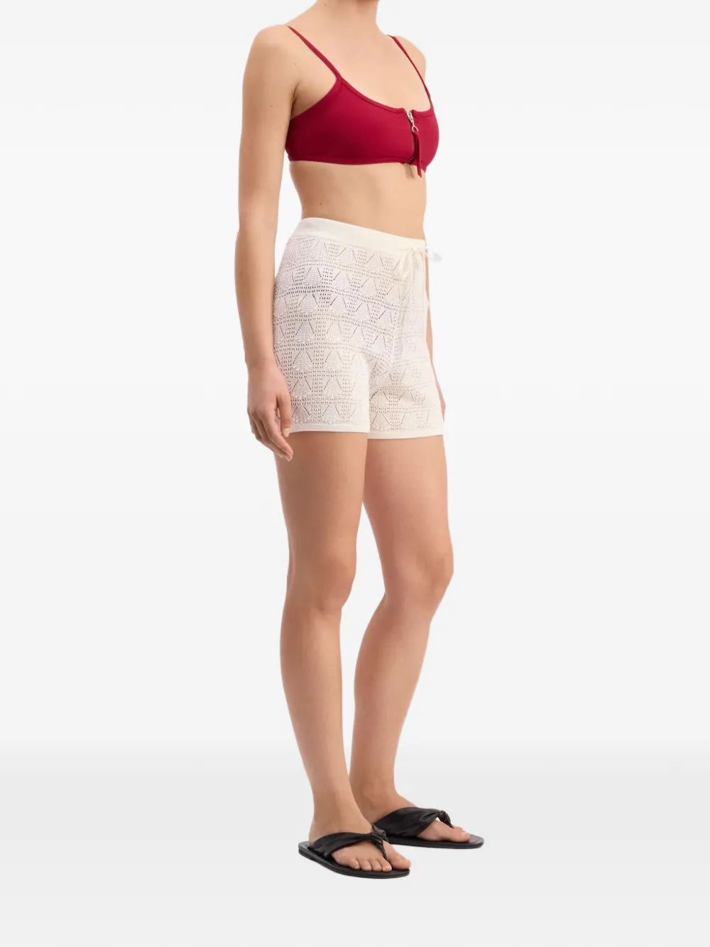 LouLou de Saison Olga bikinitop met vierkante hals en rits Rood