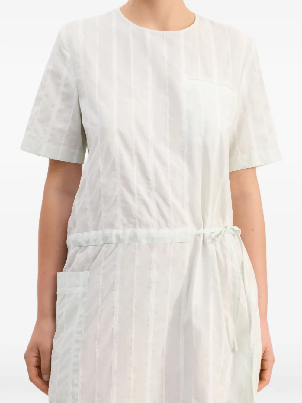 LouLou de Saison Renata gestreepte midi-jurk met gesmockte taille Wit