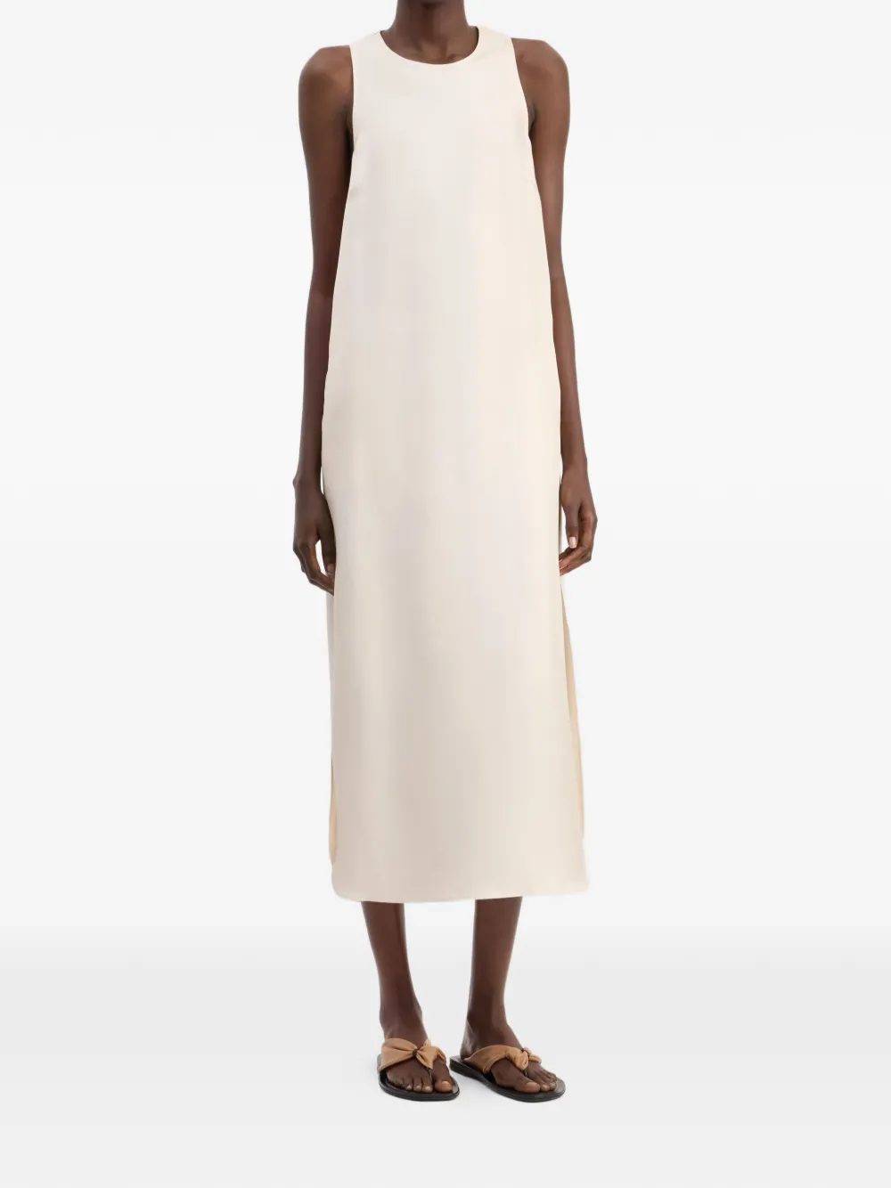 LouLou de Saison Paloma midi-jurk met gedraaide achterkant Beige