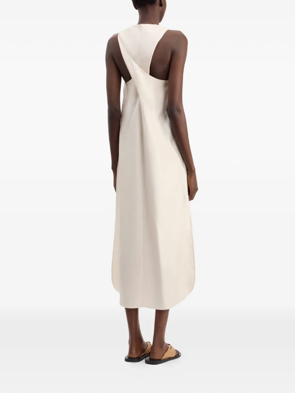 LouLou de Saison Paloma midi-jurk met gedraaide achterkant Beige