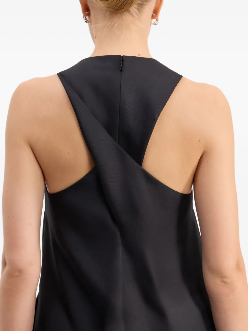 LouLou de Saison Paloma gedraaide zijden midi-jurk Zwart