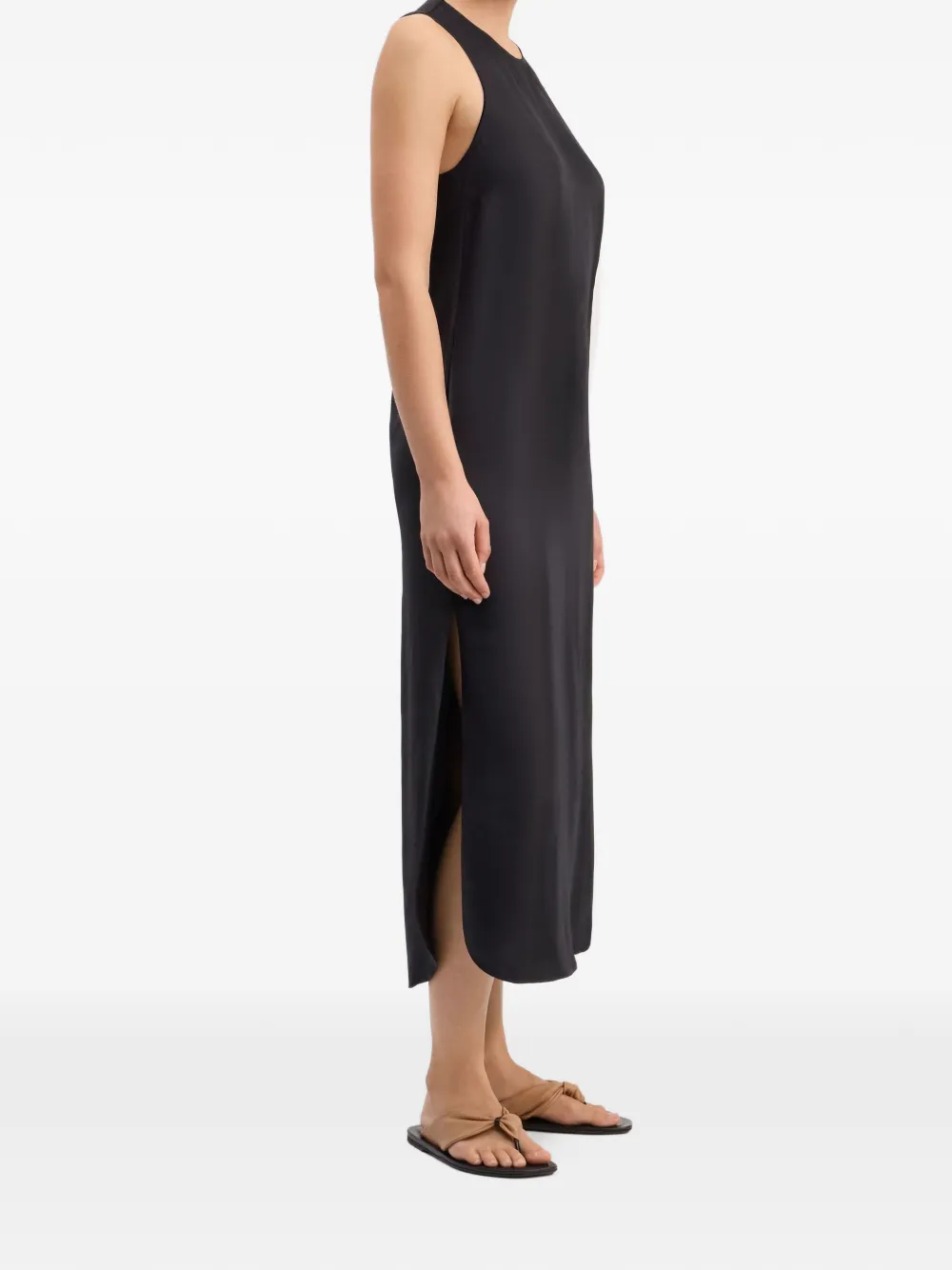 LouLou de Saison Paloma gedraaide zijden midi-jurk Zwart